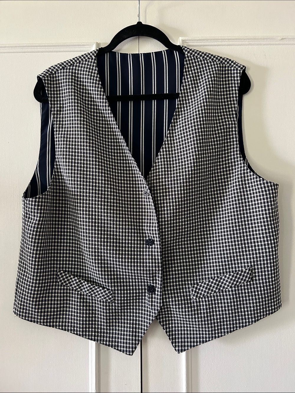 Classic Black & White Gingham Vest - Women's Tailored Vest